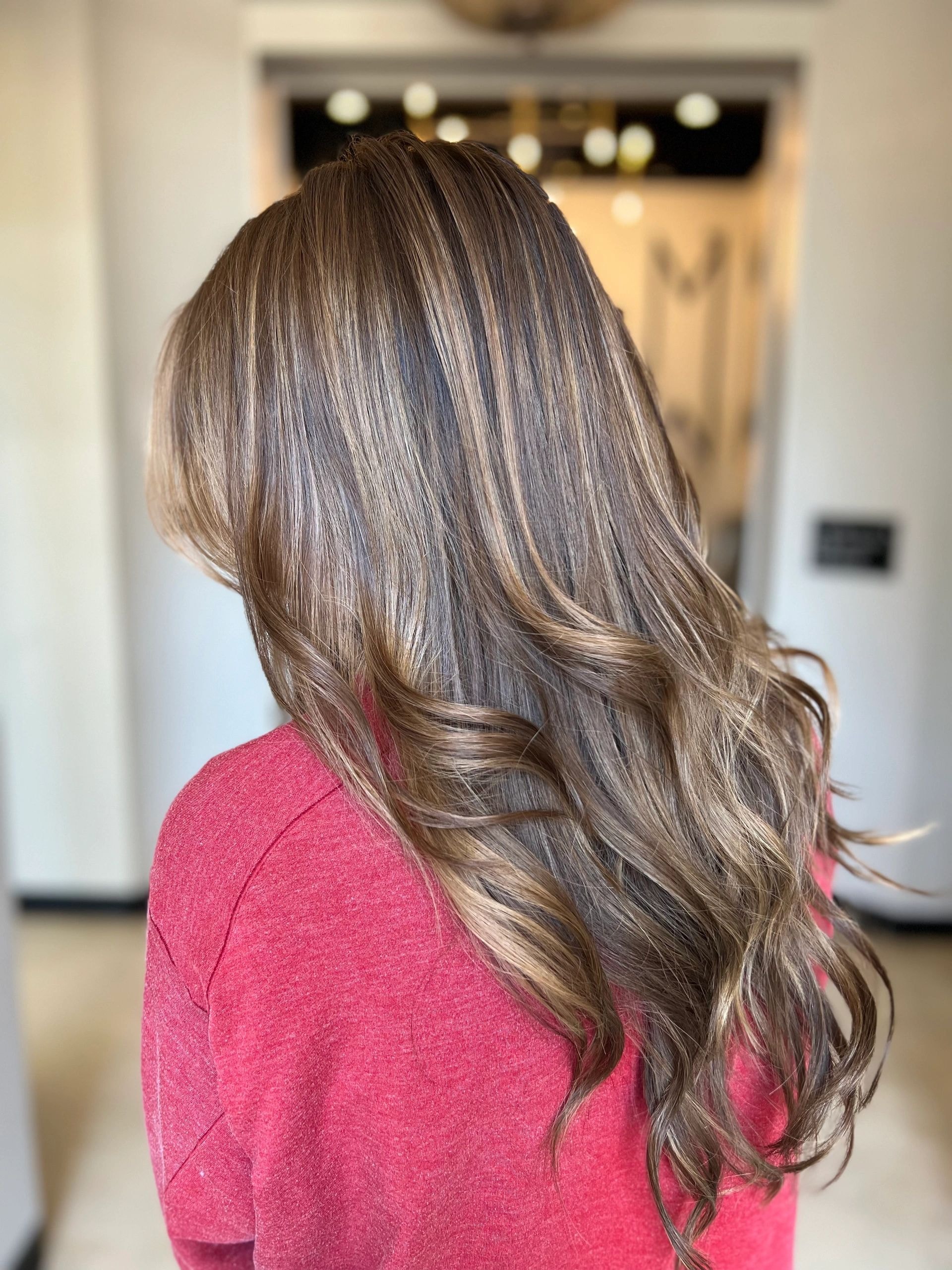 Balayage warm blonde brown hair